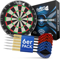DartPro - DAS ORIGINAL - Dartscheibe mit Pfeilen - Steeldartscheibe aus hochwertigstem Sisal