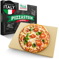 Pizza Divertimento - DAS ORIGINAL - Pizzastein für Backofen & Gasgrill - Stein aus Cordierit bis 900 °C – Inkl. e-Rezeptbuch