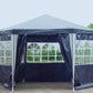 Pavillon PE Hexagonal - wasserdicht - Gartenzelt 6-Eck mit 6 Seitenteilen - Steckpavillon - blau
