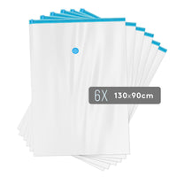 Vakuumbeutel - 130 x 90 cm 6er Set - Aufbewahrungsbeutel für Bekleidung Bettwäsche und mehr
