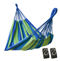 Hängematte 210 x 150 cm, Gesamtlänge 320 cm - Doppelhängematte mit Befestigungs-Set - Belastbarkeit bis 300 kg - blau/grün
