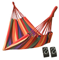 Hängematte 210 x 150 cm, Gesamtlänge 320 cm - Doppelhängematte mit Befestigungs-Set - Belastbarkeit bis 300 kg - 6 Streifen