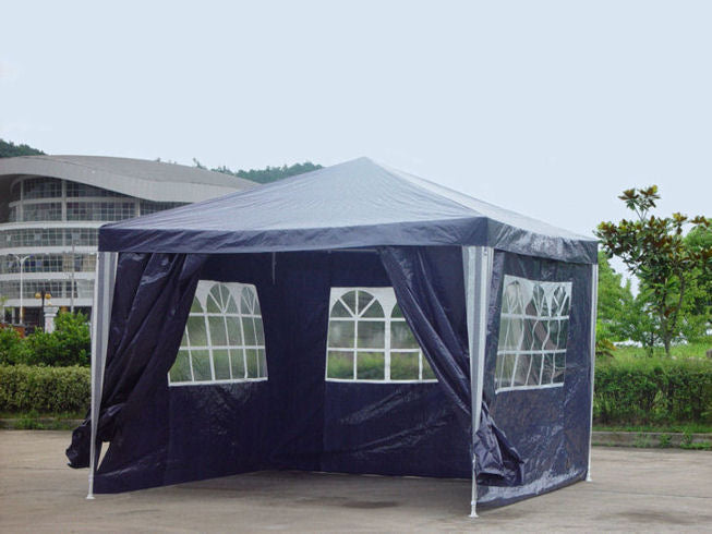 Pavillon PE - wasserdicht - Gartenzelt mit 4 Seitenteilen - Steckpavillon - blau