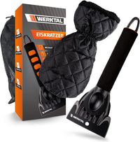 WERKTAL Eiskratzer Auto - Wärmender Scheibenkratzer mit Handschuh Auto