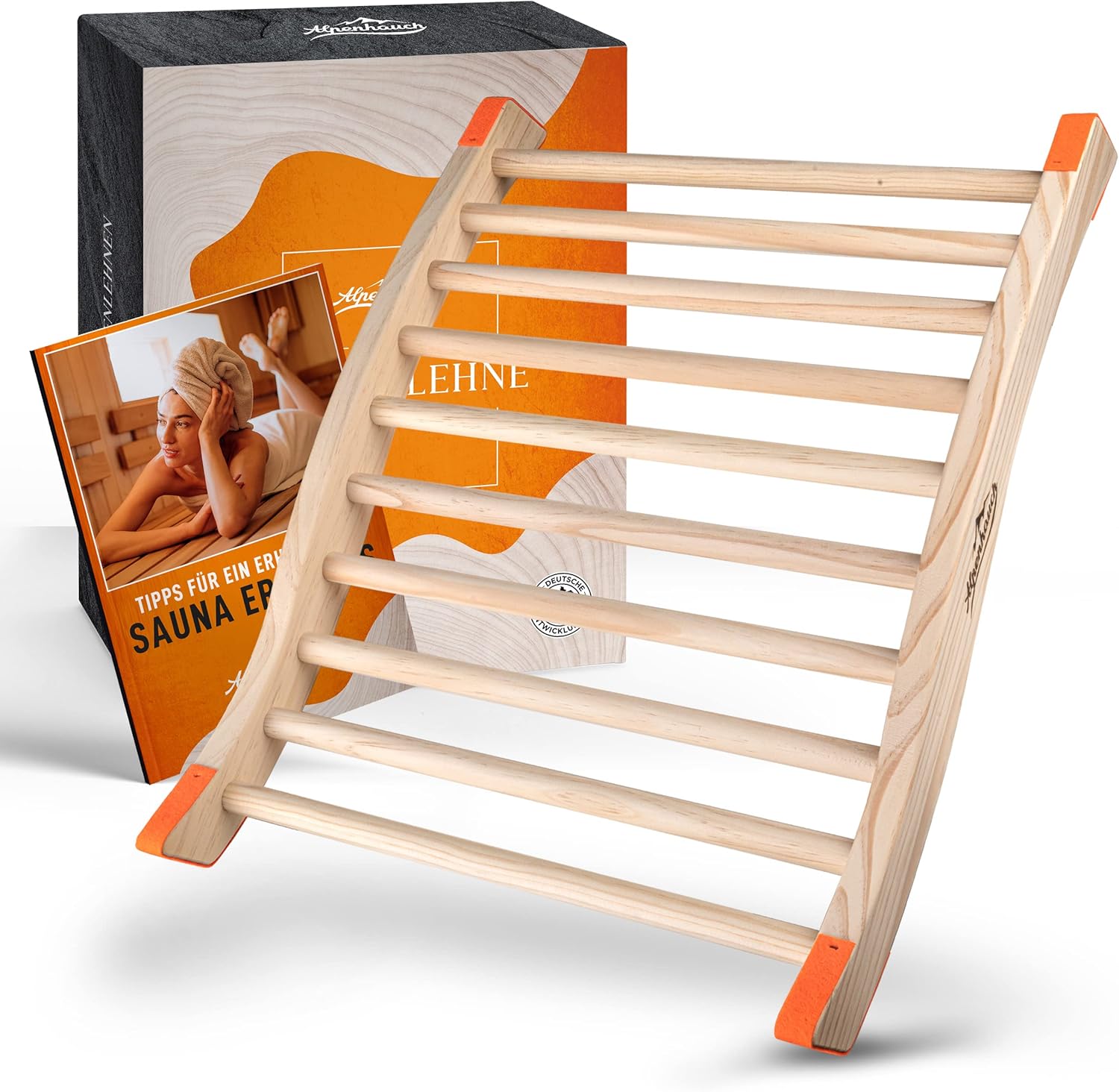 ALPENHAUCH Sauna Rückenlehne [aus 100% Naturholz] - Ergonomische Rückenlehne mit geschwungener S-Form