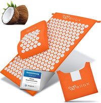 Wellax [Das Original] - Akupressurmatte mit Kissen - Orange