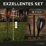 Luxari Gartenfackel Solar − 12x Realistisches Solar Fackeln für außen