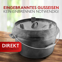 BBQ Dutch Oven Set – Eingebrannter Feuertopf 7 Liter