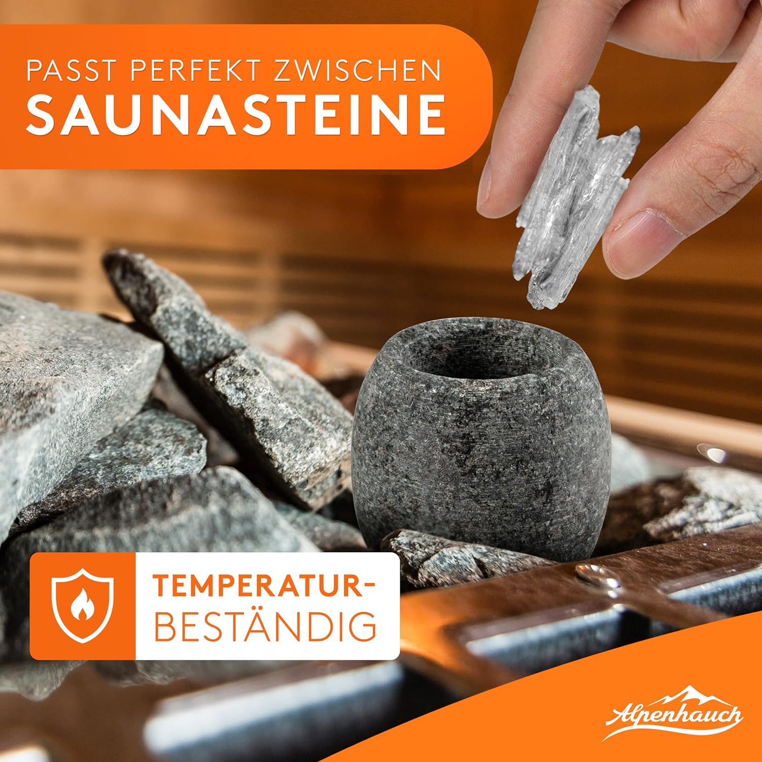 ALPENHAUCH Sauna Aromaschale aus massivem Speckstein [5x5cm]