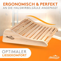ALPENHAUCH Sauna Kopfstütze Holz [100% Naturholz] - Ergonomische Saunakopfstütze Holz