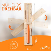 ALPENHAUCH Sauna Sanduhr 15 Minuten aus 100% Naturholz - Edle Saunauhr mit ultra feinem Sand
