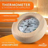 ALPENHAUCH Sauna Thermometer Hygrometer Holz [2in1 Funktion]