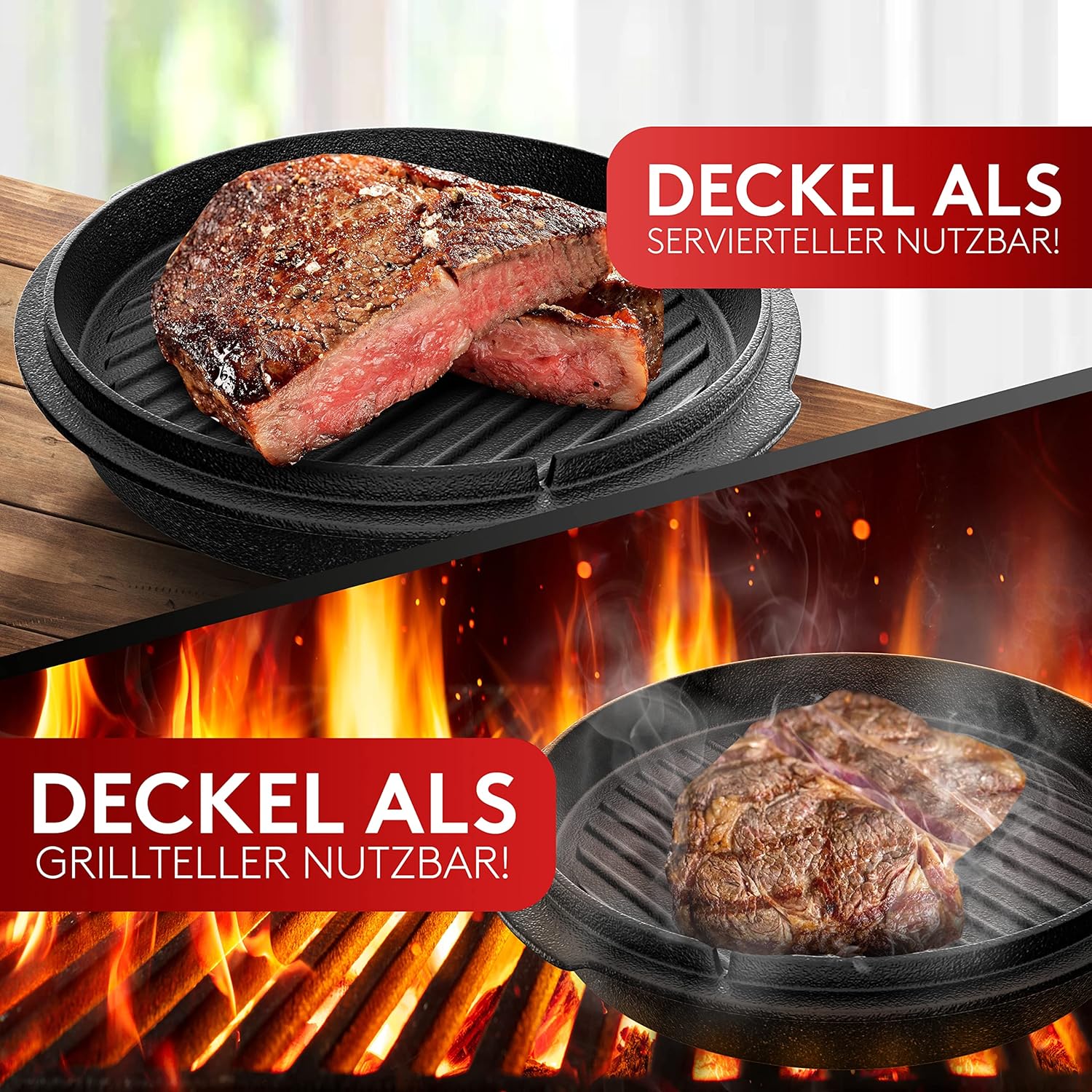 BBQ Dutch Oven Set – Eingebrannter Feuertopf 7 Liter