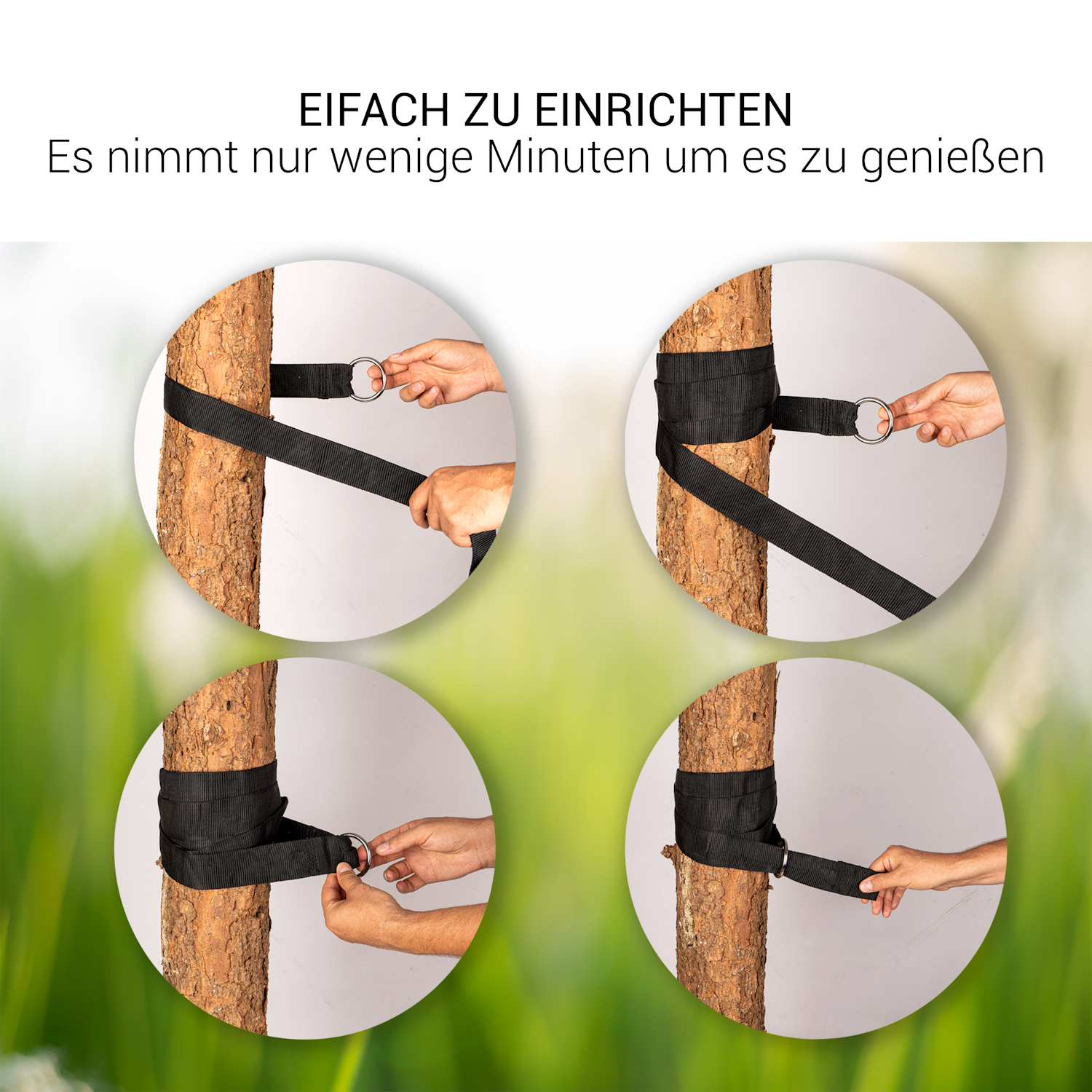 Hängematte 210 x 150 cm, Gesamtlänge 320 cm - Doppelhängematte mit Befestigungs-Set - Belastbarkeit bis 300 kg - blau