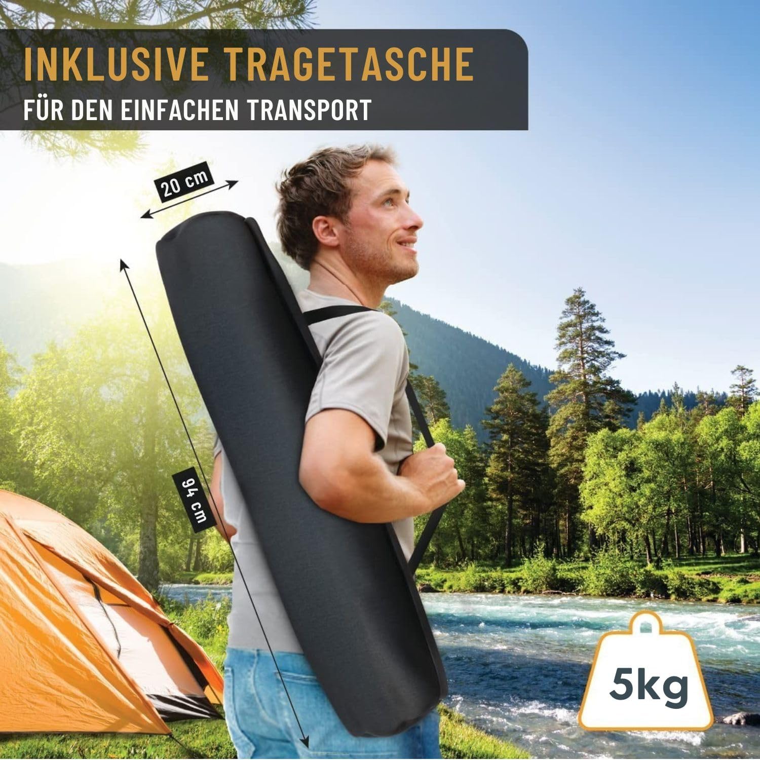 feldbett xxl mit zelt Feldbett XXL - 210 x 72 x 45 cm oder 190 x 64 x 42 cm - inkl. Tasche