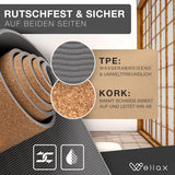 Wellax 100% natürliche Yogamatte aus Kork - rutschfest [183x66x0,6 cm] inkl. Tragegurt