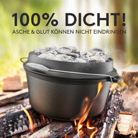BBQ Dutch Oven Set – Eingebrannter Feuertopf 7 Liter