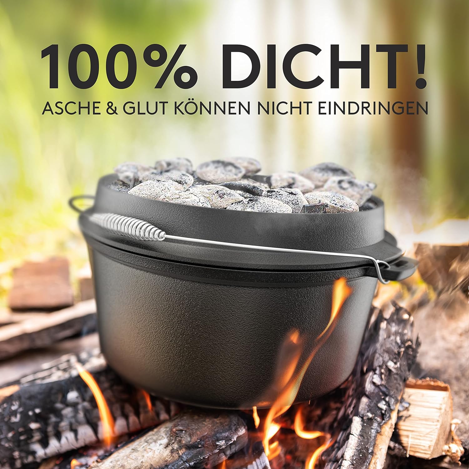 BBQ Dutch Oven Set – Eingebrannter Feuertopf 7 Liter