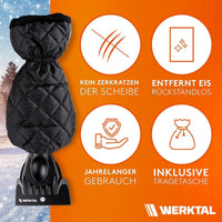 WERKTAL Eiskratzer Auto - Wärmender Scheibenkratzer mit Handschuh Auto