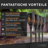 Luxari Gartenfackel Solar − 12x Realistisches Solar Fackeln für außen