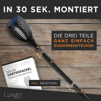 Luxari Gartenfackel Solar − 12x Realistisches Solar Fackeln für außen