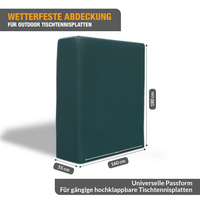 Schutzhülle Tischtennisplatte - 180 x 160 x 55 cm - Abdeckhaube Tischtennis Outdoor - wasserdicht - mit Reißverschluss - grün