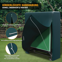Schutzhülle Tischtennisplatte - 180 x 160 x 55 cm - Abdeckhaube Tischtennis Outdoor - wasserdicht - mit Reißverschluss - grün