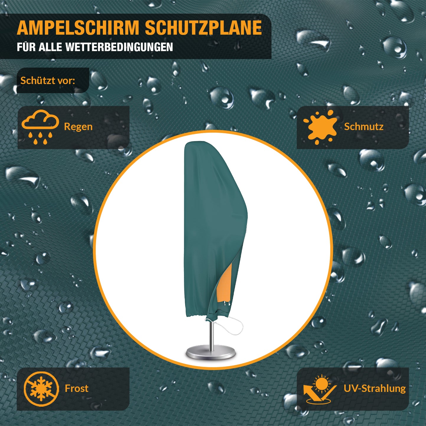 Schutzhülle Ampelschirm - für Gartenschirme bis 500 cm Ø - wasserdicht - mit Reißverschluss - grün