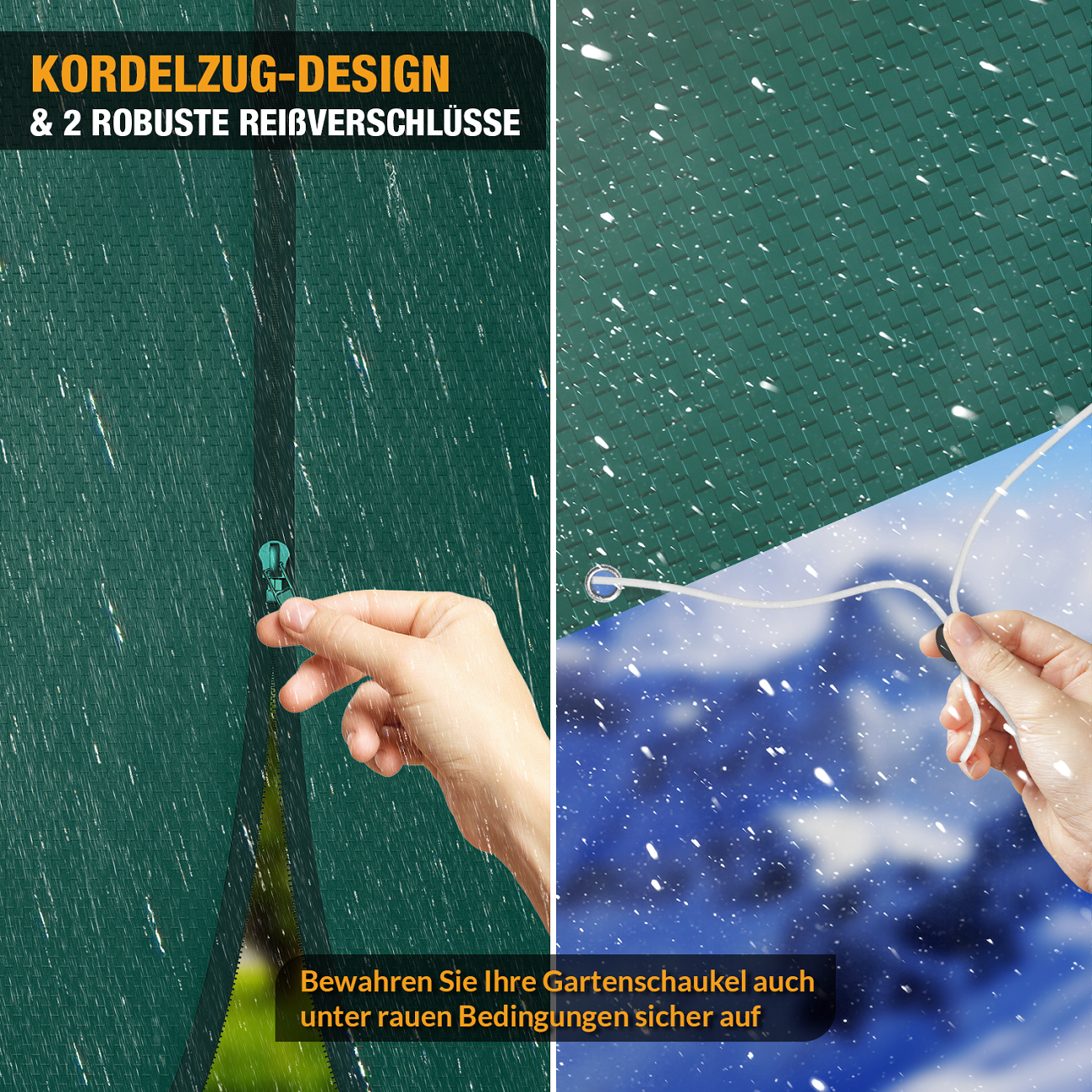 Schutzhülle Hollywoodschaukel - 150 x 210 x 150 cm - Abdeckung für 3-4 Sitzer - wasserdicht - grün