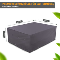 Schutzhülle für Sitzgruppe - 420D Oxford - 70 x 200 x 160 cm - wasserdicht – für Tisch & Stühle - grau