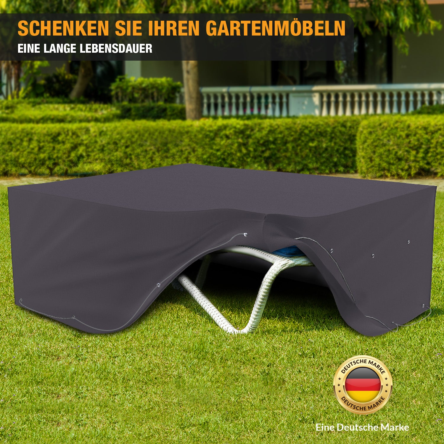 Schutzhülle für Sitzgruppe - 420D Oxford - 70 x 200 x 160 cm - wasserdicht – für Tisch & Stühle - grau