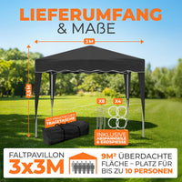 Faltpavillon 3x3m - wasserdicht