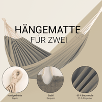 Hängematte 210 x 150 cm - Gesamtlänge 320 cm - Belastbarkeit bis 300 kg, beige