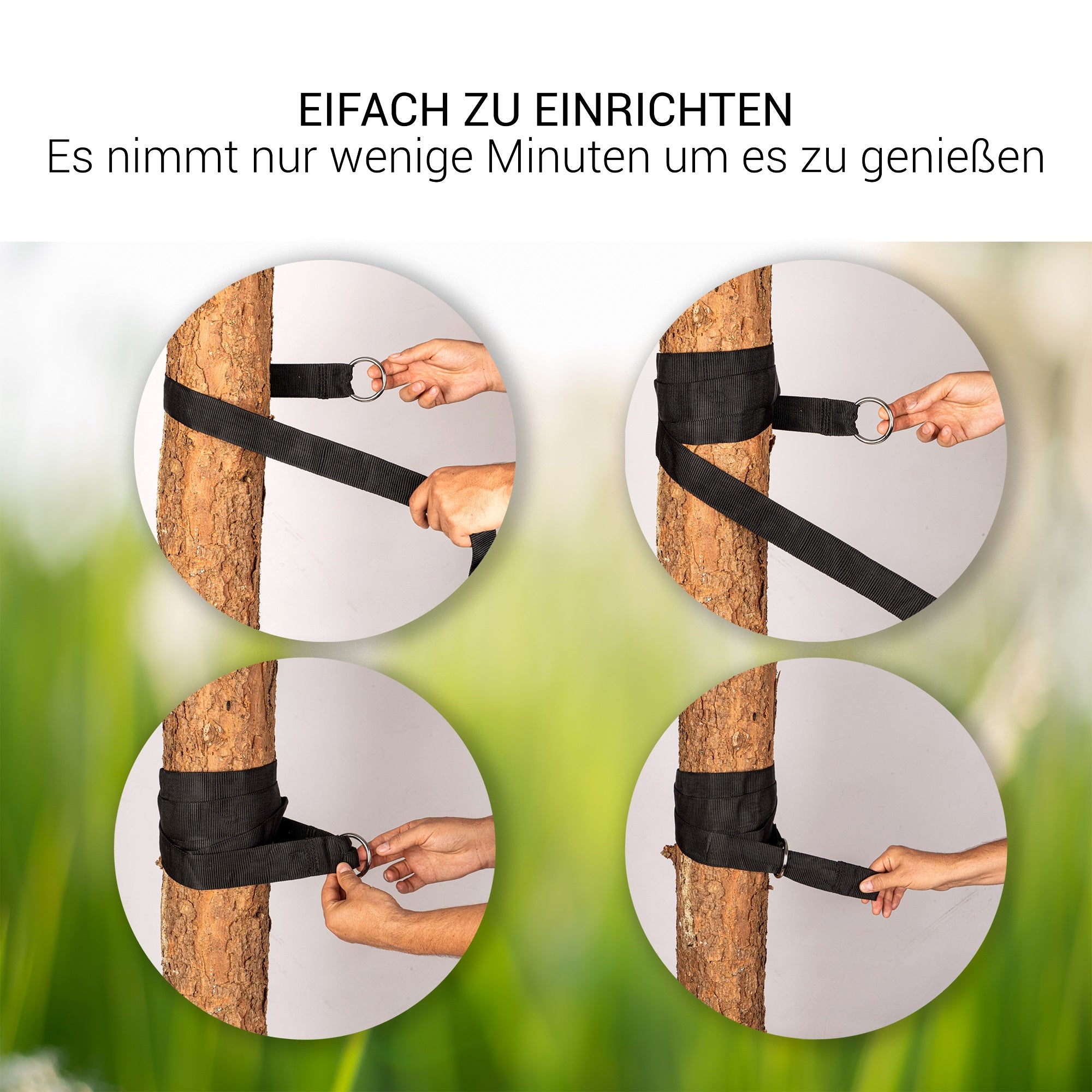 Hängematte 210 x 150 cm, Gesamtlänge 320 cm - Doppelhängematte mit Befestigungs-Set - Belastbarkeit bis 300 kg - grün