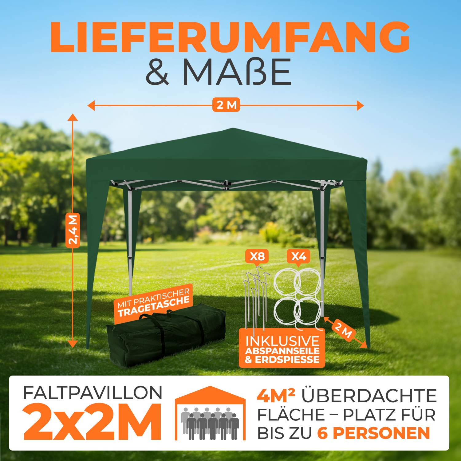 Faltpavillon 2x2m - wasserdicht