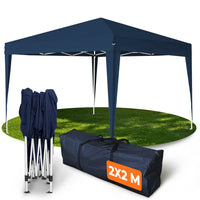 Schnell aufgebautes und wasserdichtes Faltpavillon 2x2m im Garten in blauer Farbe 