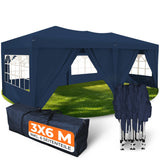 Schnell aufgebautes und wasserdichtes Faltpavillon 3x6m im Garten in blauer Farbe inkl. 6 Seitenteile