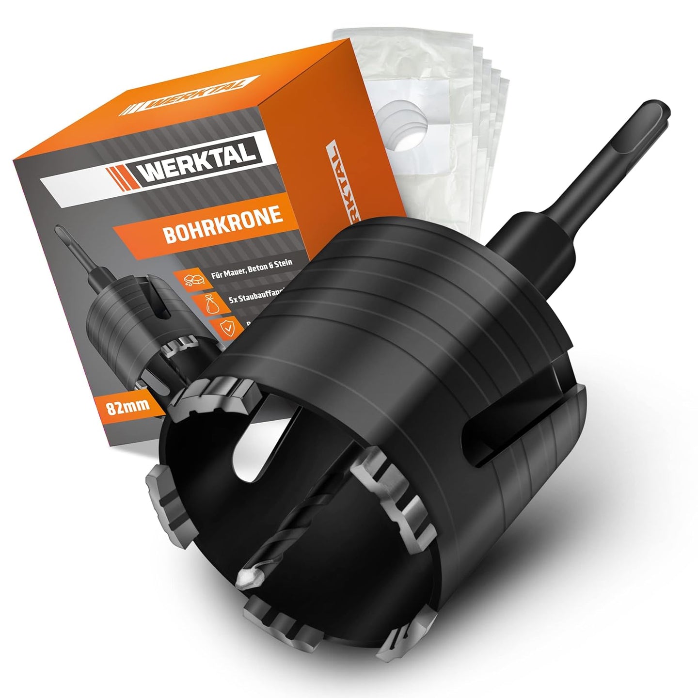 WERKTAL - Bohrkrone 82mm SDS Plus [5 XXL Karbid Zähne]