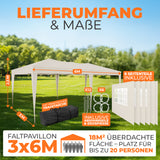 Großes Faltpavillon 3x6m in der Farbe Champagner und einer Sechswand