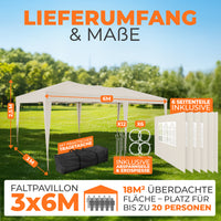 Großes Faltpavillon 3x6m in der Farbe Champagner und einer Sechswand