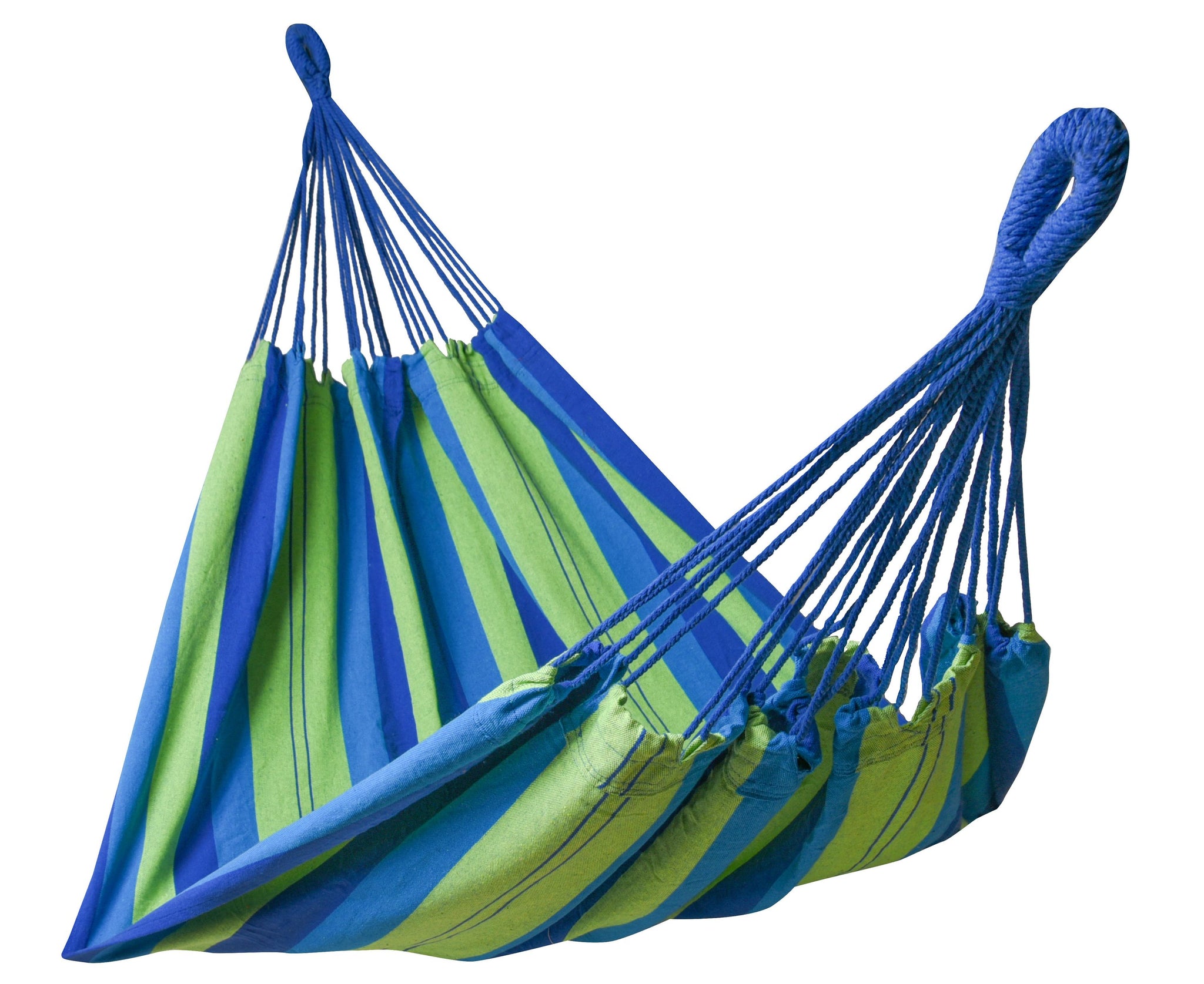 Hängematte 210 x 150 cm - Gesamtlänge 320 cm - Belastbarkeit bis 300 kg, blau/grün