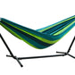 Hängematte mit Gestell Indoor & Outdoor - Hängemattengestell 250cm, Belastbarkeit bis 210 kg - inkl. Mehrpersonenhängematte blau/grün