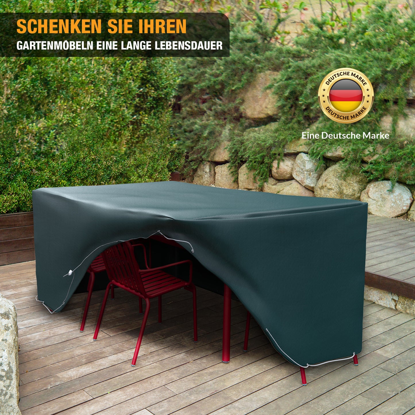 Schutzhülle Gartenmöbel - rechteckig 240 x 136 x 88 cm - wasserdicht - Abdeckhaube für Sitzgarnituren, Tisch & Stühle - grün
