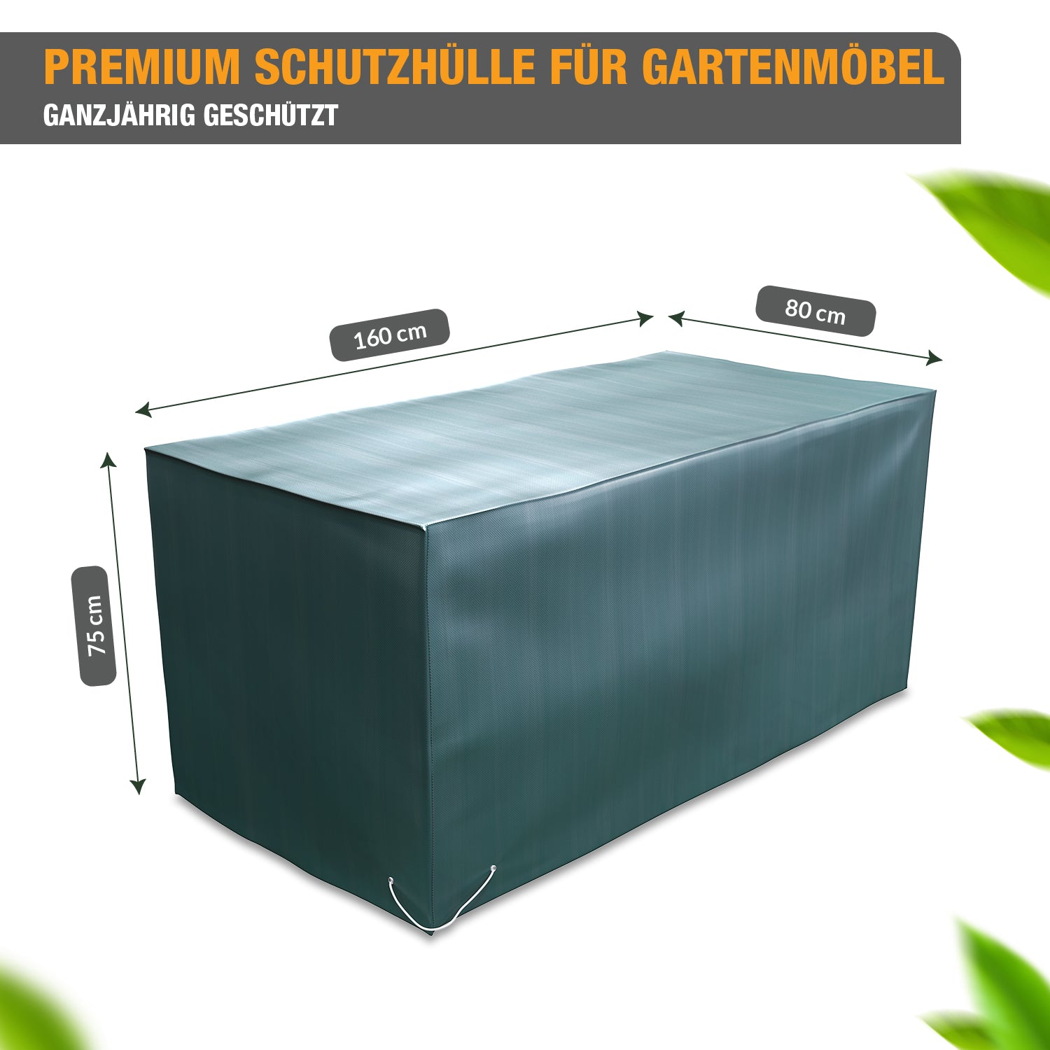 Schutzhülle Gartenbank - Abdeckhaube 75 x 160 x 80 cm - wasserdicht -  Abdeckung für Gartenmöbel - grün