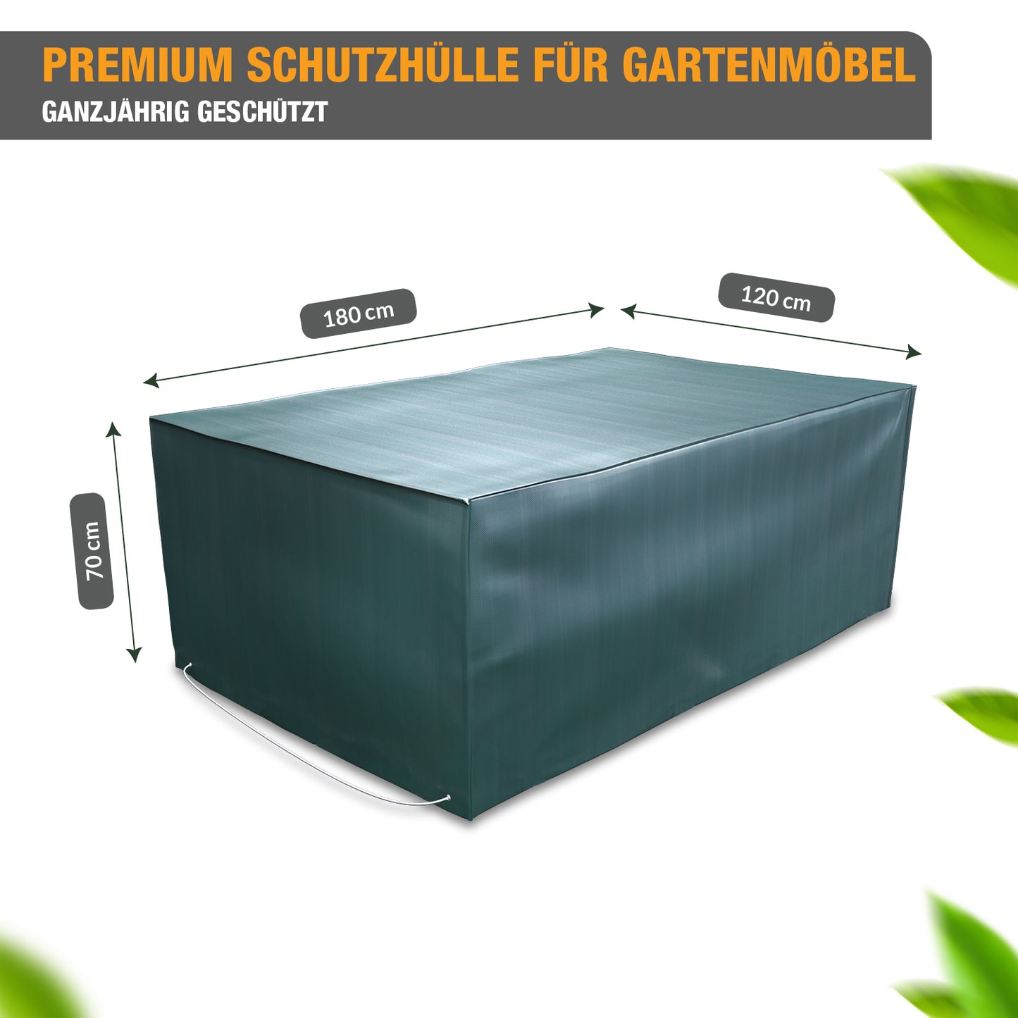 Schutzhülle Gartentisch - Abdeckhaube 70 x 180 x 120 cm - wasserdicht -  Abdeckung für Gartenmöbel - grün