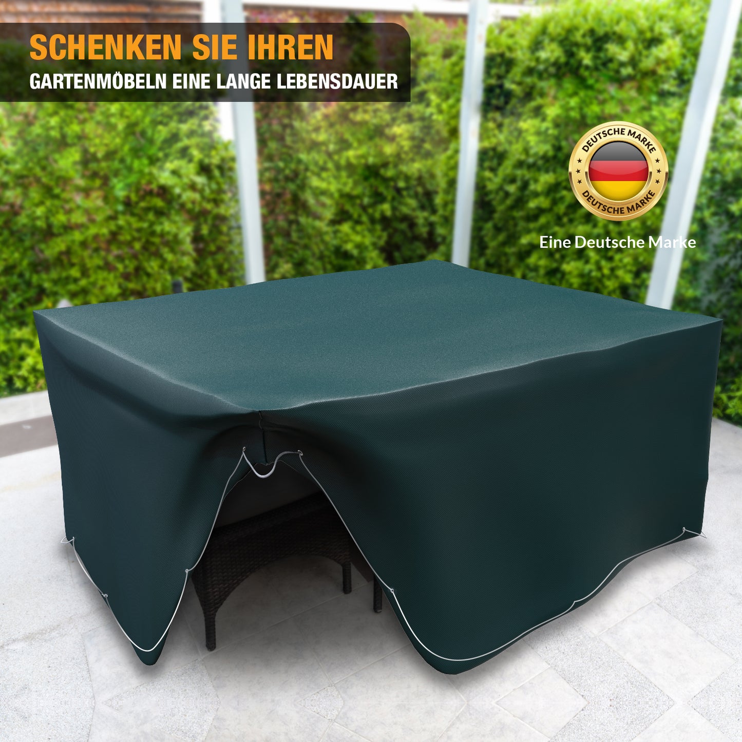 Schutzhülle für Möbelsets - rechteckig 70 x 200 x 160 cm - wasserdicht – Abdeckhaube für Sitzgarnituren, Tisch & Stühle - grün
