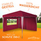 Faltpavillon 3x3m - wasserdicht - mit 2 Seitenteilen, rot