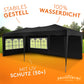 Faltpavillon 3x6m - wasserdicht - mit 3 Seitenteilen, schwarzKronenburghandel