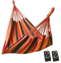 Hängematte 210 x 150 cm, Gesamtlänge 320 cm - Doppelhängematte mit Befestigungs-Set - Belastbarkeit bis 300 kg - 8 Streifen