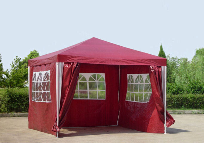 Pavillon PE - wasserdicht - Gartenzelt mit 4 Seitenteilen - Steckpavillon - rot
